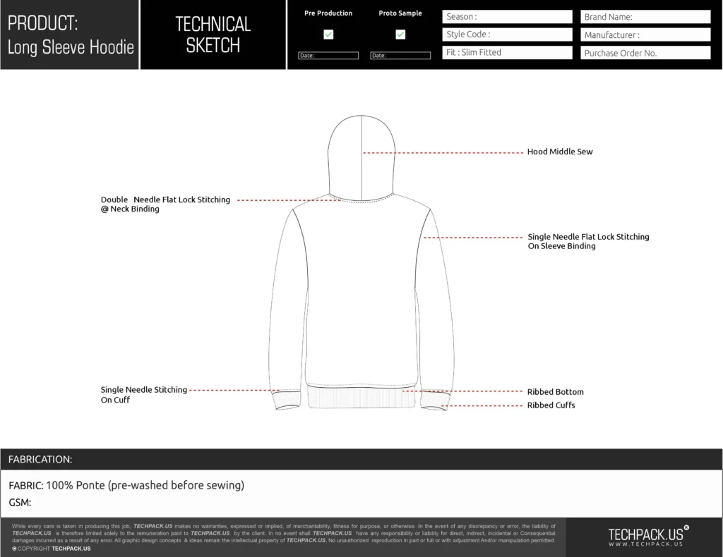 Components of a Hoodie Tech Pack