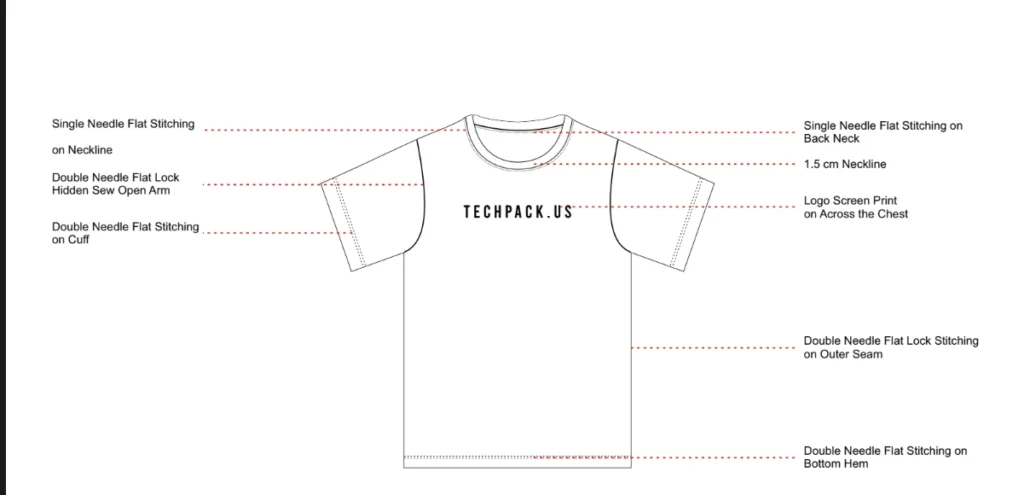 T-shirt tech pack template Design