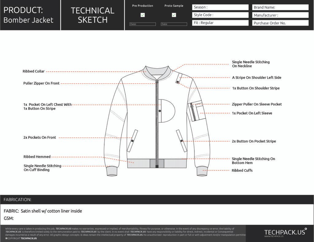 tech pack specs